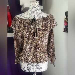 American Rag Animal Print Long Sleeve Blouse NWT